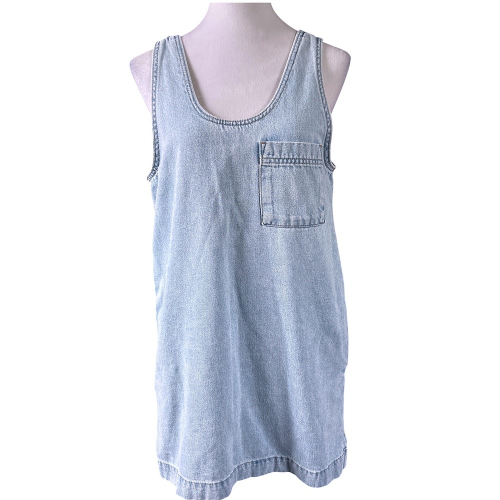 Universal Thread Denim Dress Women XS Light Wash Sleeveless Pockets Shift Mini